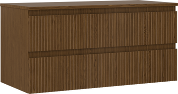 Mexen Rivel bathroom cabinet under sink 100 cm with countertop, 2 drawers, grooved, walnut - 91A20-10047-2-BFFC86