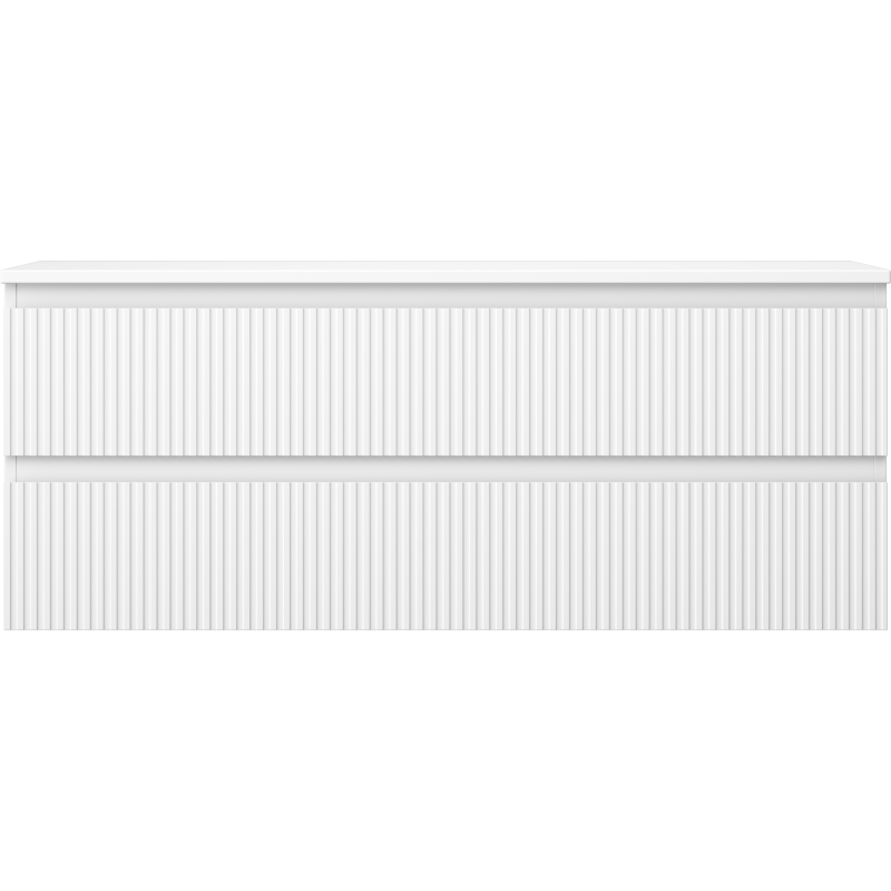 Mexen Rivel bathroom cabinet for under sink 120 cm with countertop, 2 drawers, grooved, matt white - 91A20-12047-2-BFFC01