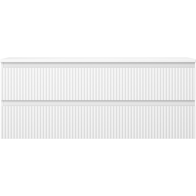 Mexen Rivel bathroom under-sink cabinet 120 cm with countertop, 2 drawers, grooved, white matte - 91A20-12047-2-BFFC01