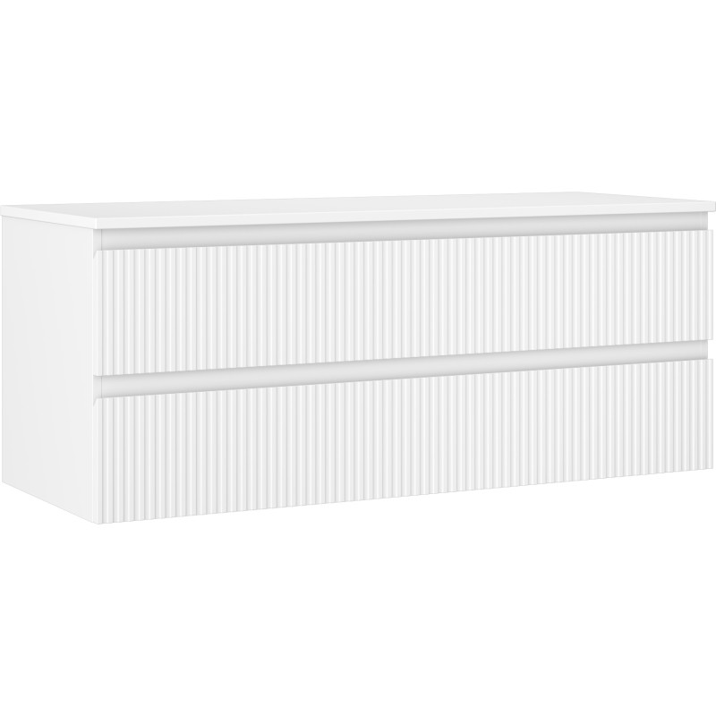 Mexen Rivel bathroom under-sink cabinet 120 cm with countertop, 2 drawers, grooved, white matte - 91A20-12047-2-BFFC01