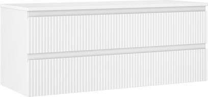 Mexen Rivel bathroom cabinet with countertop 120 cm with 2 drawers, fluted, matte white - 91A20-12047-2-BFFC01