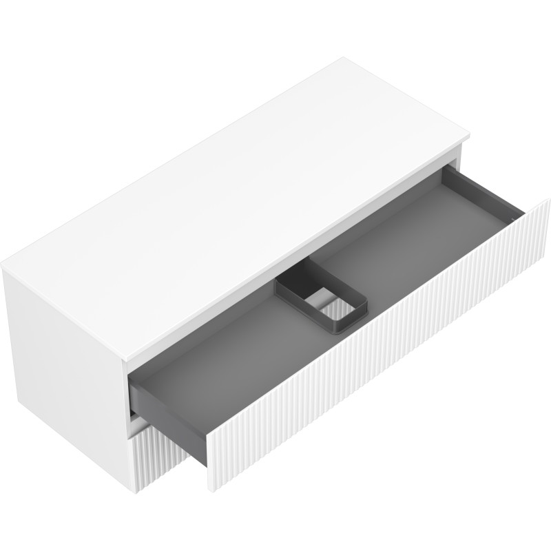 Mexen Rivel bathroom under-sink cabinet 120 cm with countertop, 2 drawers, grooved, white matte - 91A20-12047-2-BFFC01