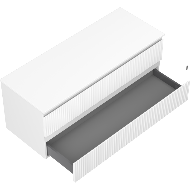 Mexen Rivel bathroom cabinet for under sink 120 cm with countertop, 2 drawers, grooved, matt white - 91A20-12047-2-BFFC01