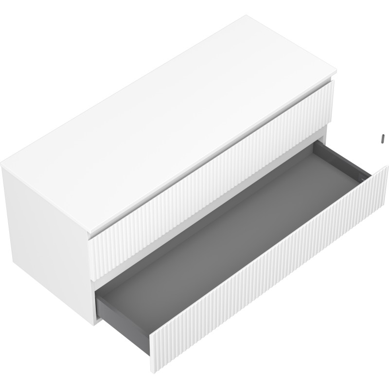 Mexen Rivel bathroom under-sink cabinet 120 cm with countertop, 2 drawers, grooved, white matte - 91A20-12047-2-BFFC01