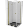 Mexen Lima folding shower cabin 80 x 80 cm, transparent, gold + Flat shower tray, black - 856-080-080-50-00-4070G