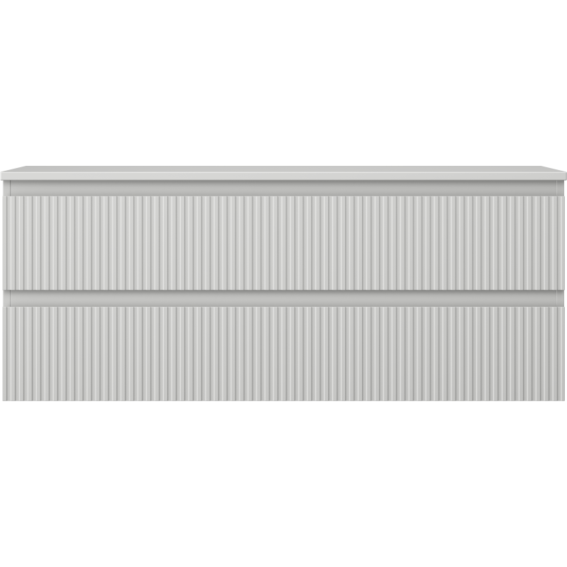 Mexen Rivel 120 cm Bathroom Cabinet with Countertop, 2 Drawers, Grooved, Matt Grey - 91A20-12047-2-BFFC62