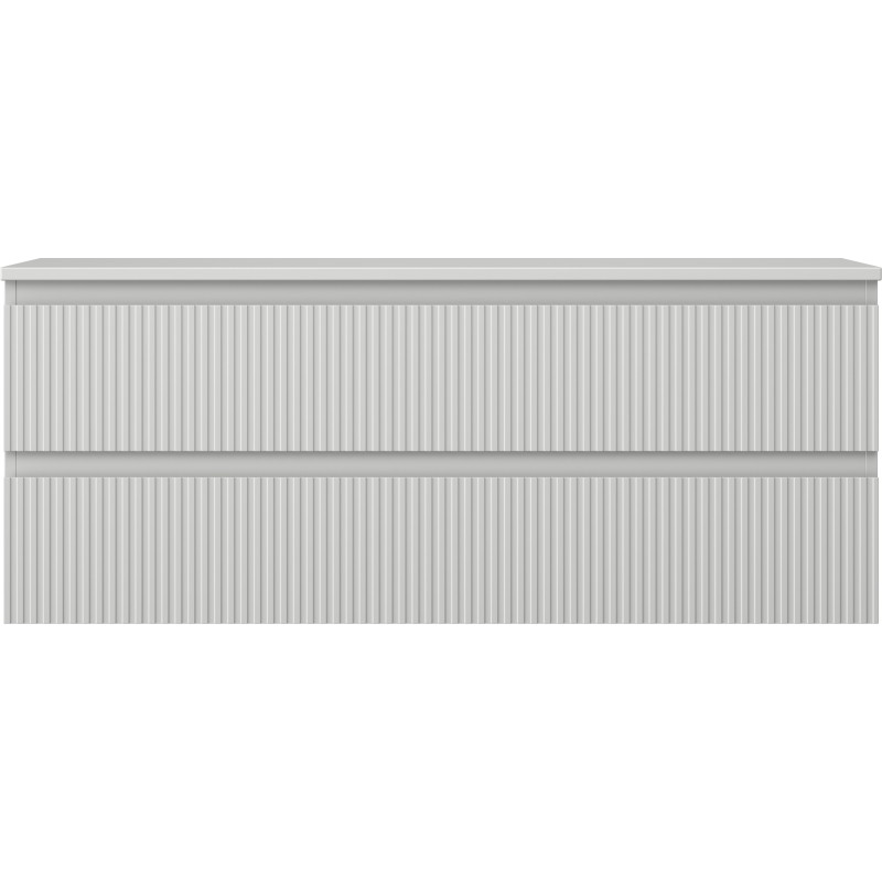 Mexen Rivel bathroom cabinet under the sink 120 cm with countertop, 2 drawers, grooved, matte gray - 91A20-12047-2-BFFC62