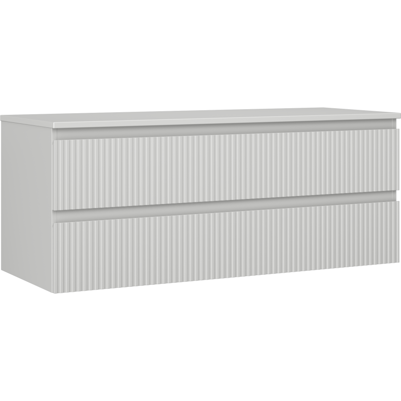 Mexen Rivel bathroom cabinet under sink 120 cm with countertop, 2 drawers, fluted, matte gray - 91A20-12047-2-BFFC62