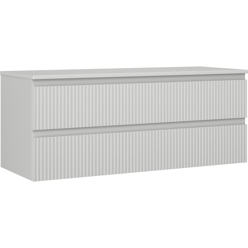 Mexen Rivel bathroom cabinet under the sink 120 cm with countertop, 2 drawers, grooved, matte gray - 91A20-12047-2-BFFC62