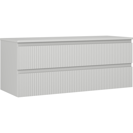 Mexen Rivel 120 cm Bathroom Cabinet with Countertop, 2 Drawers, Grooved, Matt Grey - 91A20-12047-2-BFFC62