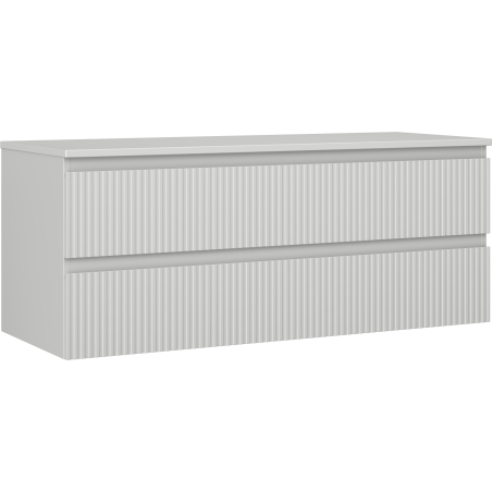 Mexen Rivel bathroom cabinet under the sink 120 cm with countertop, 2 drawers, grooved, matte gray - 91A20-12047-2-BFFC62