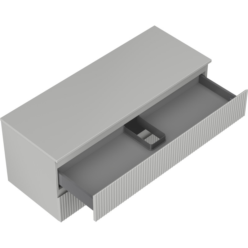 Mexen Rivel bathroom cabinet under the sink 120 cm with countertop, 2 drawers, grooved, matte gray - 91A20-12047-2-BFFC62