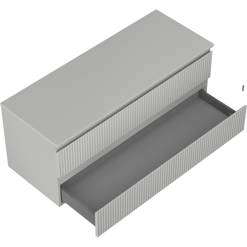 Mexen Rivel 120 cm Bathroom Cabinet with Countertop, 2 Drawers, Grooved, Matt Grey - 91A20-12047-2-BFFC62