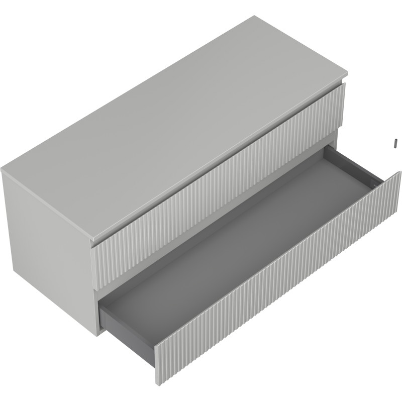 Mexen Rivel bathroom cabinet under the sink 120 cm with countertop, 2 drawers, grooved, matte gray - 91A20-12047-2-BFFC62