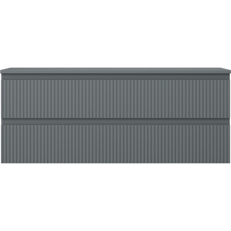 Mexen Rivel 120 cm Under-Sink Bathroom Cabinet with Countertop, 2 Drawers, Grooved, Matte Graphite - 91A20-12047-2-BFFC66