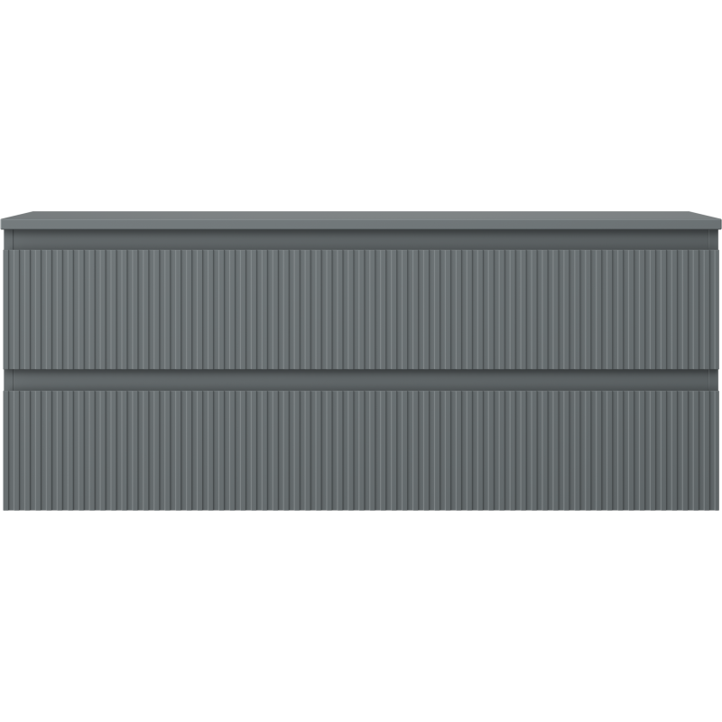 Mexen Rivel 120cm Bathroom Vanity Unit with Countertop, 2 Drawers, Ribbed, Matte Graphite - 91A20-12047-2-BFFC66