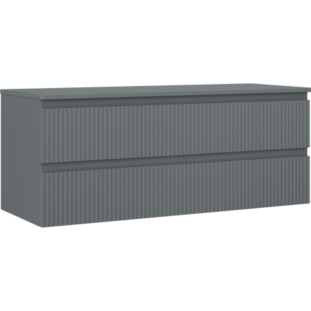 Mexen Rivel 120 cm Under-Sink Bathroom Cabinet with Countertop, 2 Drawers, Grooved, Matte Graphite - 91A20-12047-2-BFFC66