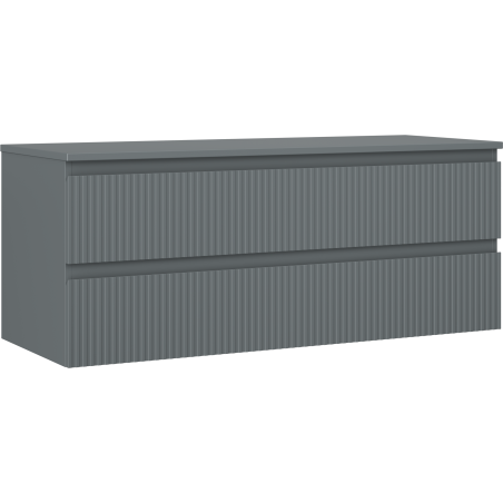 Mexen Rivel bathroom cabinet for washbasin 120 cm with countertop, 2 drawers, fluted, matte graphite - 91A20-12047-2-BFFC66