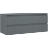 Mexen Rivel 120 cm Under-Sink Bathroom Cabinet with Countertop, 2 Drawers, Grooved, Matte Graphite - 91A20-12047-2-BFFC66