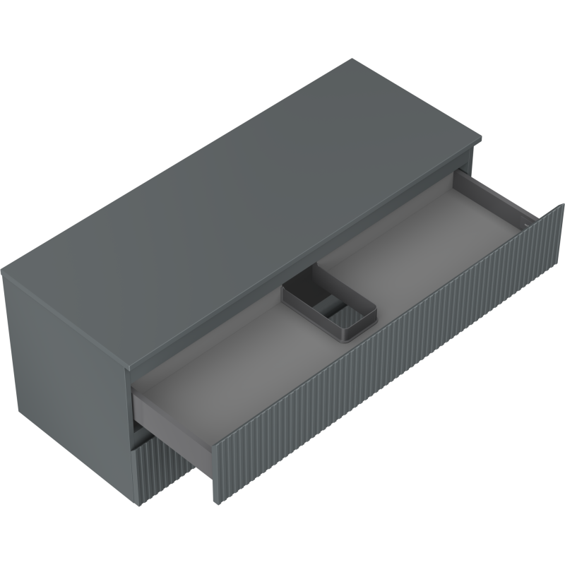 Mexen Rivel 120cm Bathroom Vanity Unit with Countertop, 2 Drawers, Ribbed, Matte Graphite - 91A20-12047-2-BFFC66