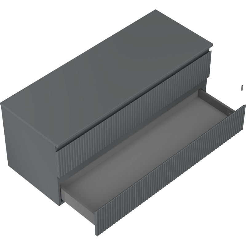 Mexen Rivel 120 cm Under-Sink Bathroom Cabinet with Countertop, 2 Drawers, Grooved, Matte Graphite - 91A20-12047-2-BFFC66