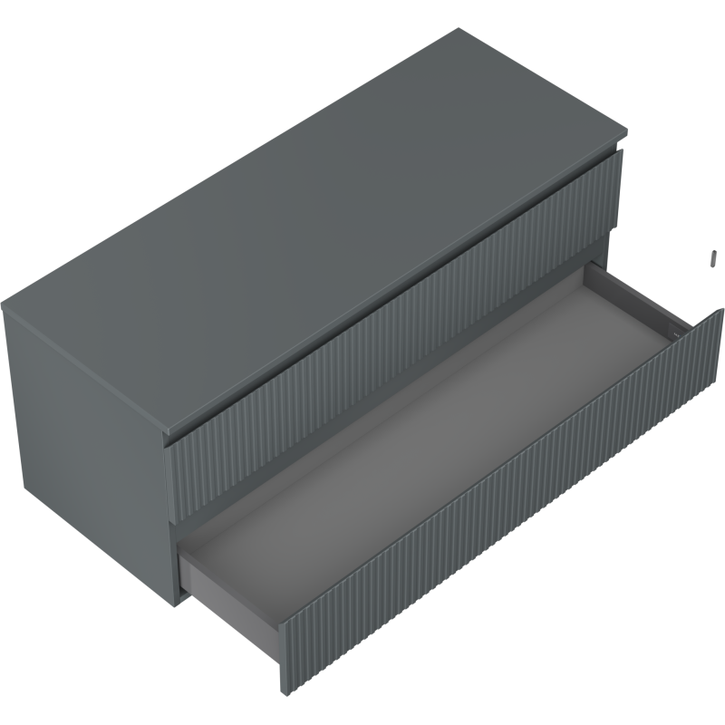 Mexen Rivel 120cm Bathroom Vanity Unit with Countertop, 2 Drawers, Ribbed, Matte Graphite - 91A20-12047-2-BFFC66