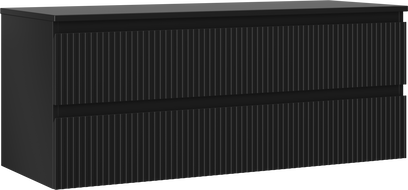 Mexen Rivel bathroom cabinet under sink 120 cm with countertop, 2 drawers, fluted, matte black - 91A20-12047-2-BFFC71