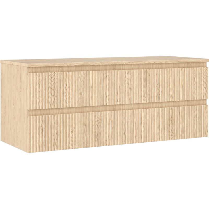 Mexen Rivel bathroom cabinet under washbasin 120 cm with countertop, 2 drawers, grooved, oak - 91A20-12047-2-BFFC81