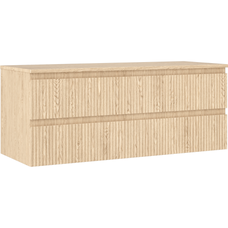 Mexen Rivel bathroom cabinet for washbasin 120 cm with countertop, 2 drawers, grooved, oak - 91A20-12047-2-BFFC81