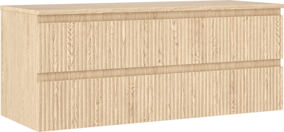 Mexen Rivel bathroom cabinet for washbasin 120 cm with countertop, 2 drawers, grooved, oak - 91A20-12047-2-BFFC81