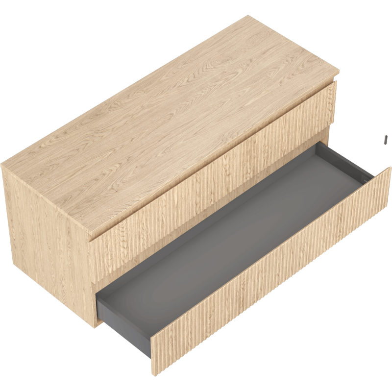 Mexen Rivel bathroom cabinet under washbasin 120 cm with countertop, 2 drawers, grooved, oak - 91A20-12047-2-BFFC81