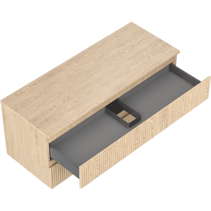 Mexen Rivel bathroom cabinet under washbasin 120 cm with countertop, 2 drawers, grooved, oak - 91A20-12047-2-BFFC81