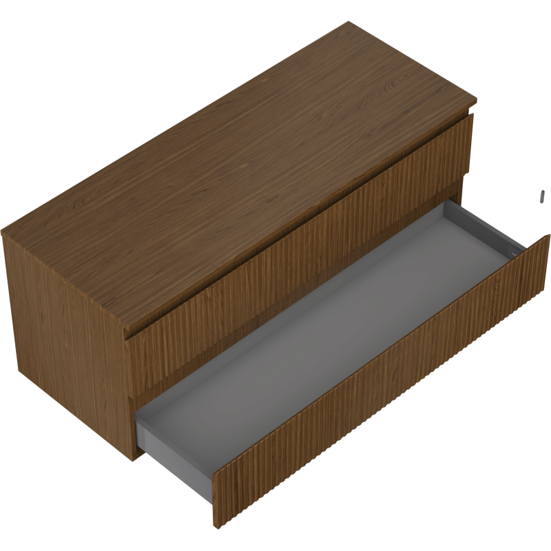 Mexen Rivel bathroom cabinet for under sink 120 cm with countertop, 2 drawers, grooved, walnut - 91A20-12047-2-BFFC86
