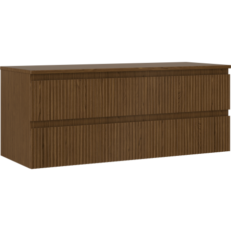 Mexen Rivel bathroom cabinet for under sink 120 cm with countertop, 2 drawers, grooved, walnut - 91A20-12047-2-BFFC86