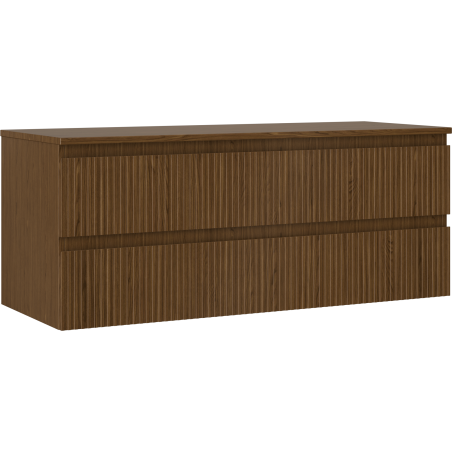 Mexen Rivel bathroom vanity unit 120 cm with countertop, 2 drawers, grooved, walnut - 91A20-12047-2-BFFC86