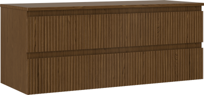 Mexen Rivel bathroom vanity unit 120 cm with countertop, 2 drawers, grooved, walnut - 91A20-12047-2-BFFC86