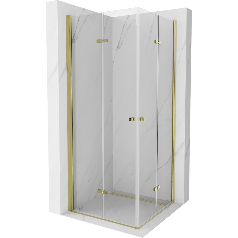Mexen Lima Duo folding shower cubicle 70 x 70 cm, Transparent, Gold - 856-070-070-50-00-02