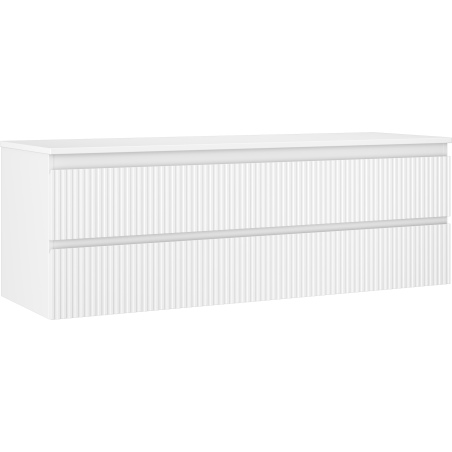 Mexen Rivel bathroom cabinet for washbasin 140 cm with countertop, 2 drawers, grooved, matte white - 91A20-14047-2-BFFC01