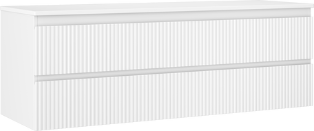 Mexen Rivel 140 cm bathroom cabinet with countertop, 2 drawers, fluted, white matte - 91A20-14047-2-BFFC01