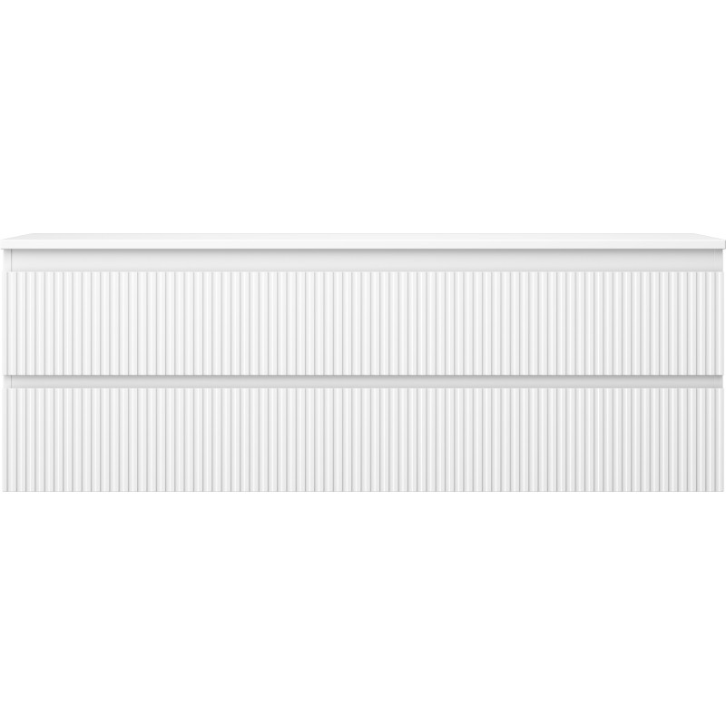 Mexen Rivel 140 cm bathroom cabinet with countertop, 2 drawers, fluted, white matte - 91A20-14047-2-BFFC01