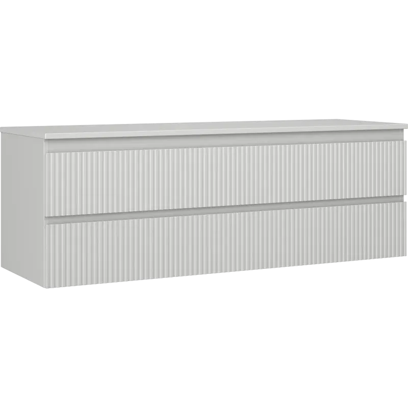 Mexen Rivel 140 cm Bathroom Under-Sink Cabinet with Countertop, 2 Drawers, Grooved, Grey Matte - 91A20-14047-2-BFFC62