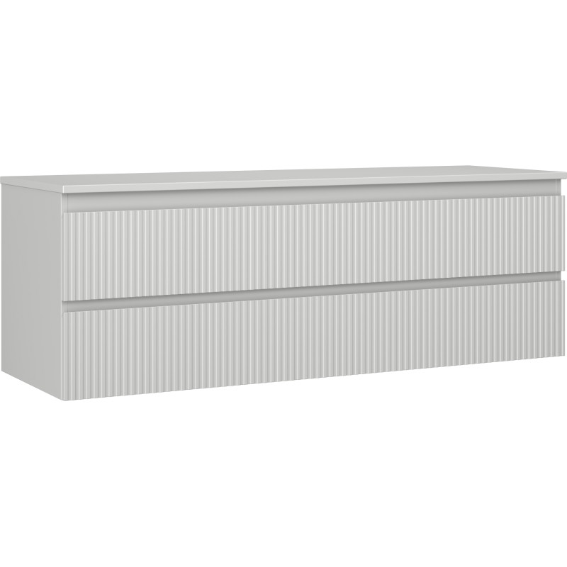 Mexen Rivel bathroom vanity 140 cm with countertop, 2 drawers, grooved, matte gray - 91A20-14047-2-BFFC62