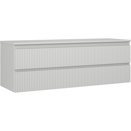 Mexen Rivel bathroom cabinet under sink 140 cm with countertop, 2 drawers, grooved, matte gray - 91A20-14047-2-BFFC62