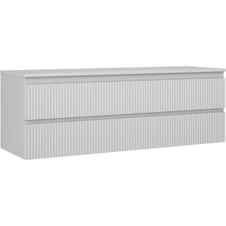 Mexen Rivel bathroom vanity 140 cm with countertop, 2 drawers, grooved, matte gray - 91A20-14047-2-BFFC62