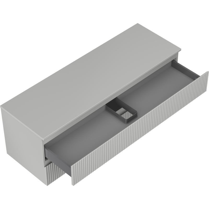 Mexen Rivel 140 cm Bathroom Under-Sink Cabinet with Countertop, 2 Drawers, Grooved, Grey Matte - 91A20-14047-2-BFFC62