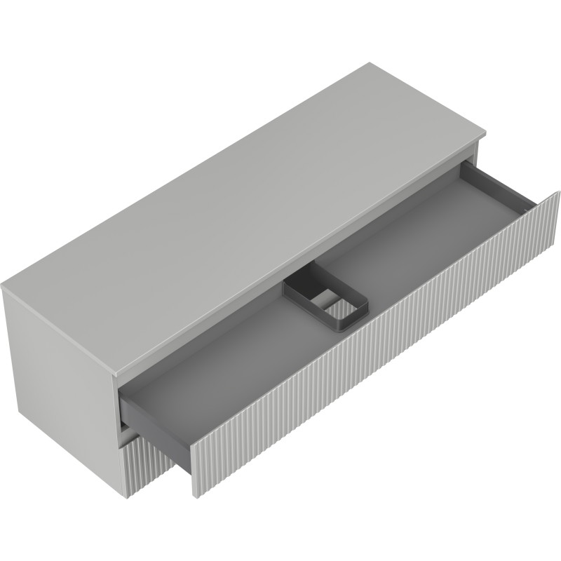 Mexen Rivel bathroom vanity 140 cm with countertop, 2 drawers, grooved, matte gray - 91A20-14047-2-BFFC62
