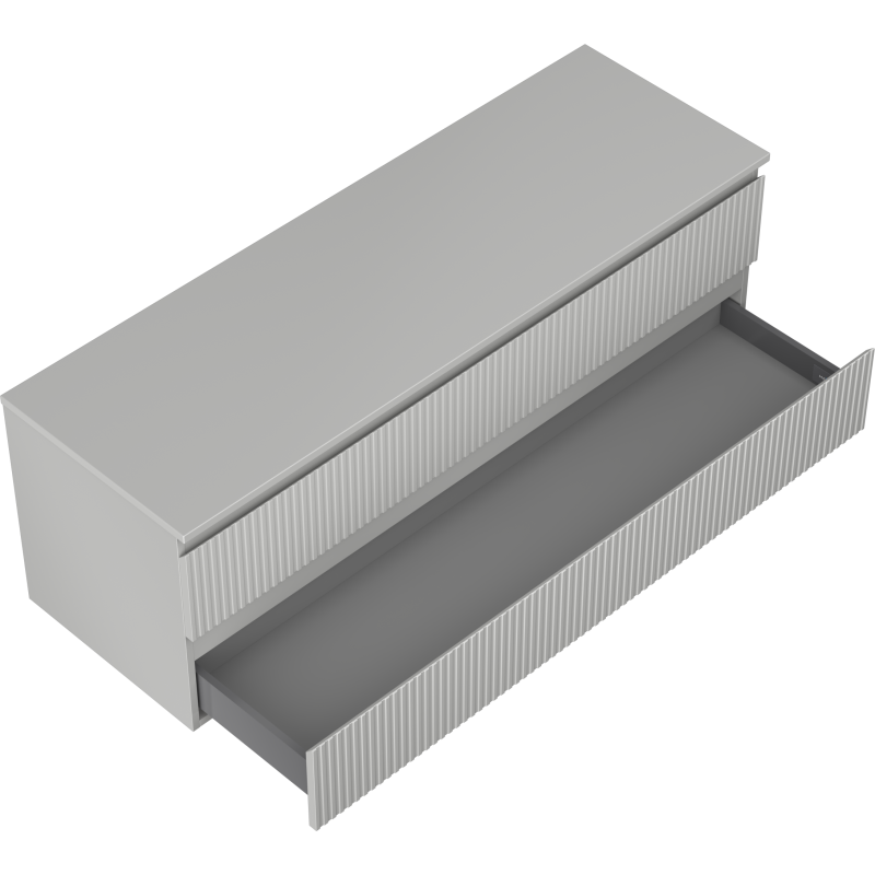 Mexen Rivel 140 cm Bathroom Under-Sink Cabinet with Countertop, 2 Drawers, Grooved, Grey Matte - 91A20-14047-2-BFFC62