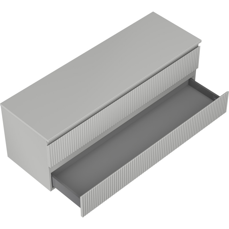 Mexen Rivel bathroom vanity 140 cm with countertop, 2 drawers, grooved, matte gray - 91A20-14047-2-BFFC62