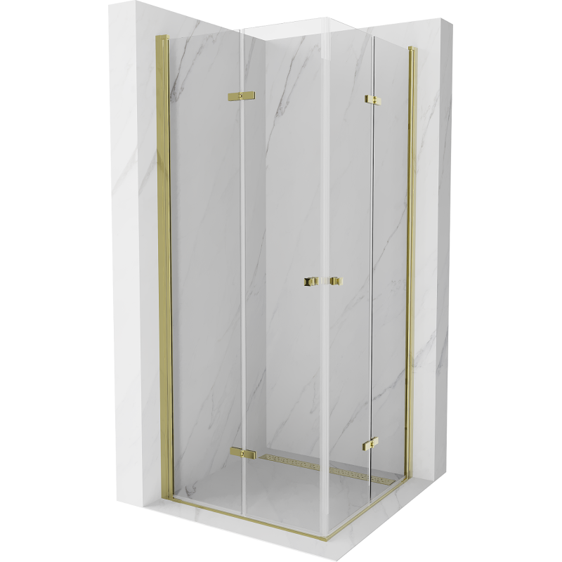 Mexen Lima Duo folding shower cubicle 100 x 100 cm, Transparent, Gold - 856-100-100-50-00-02