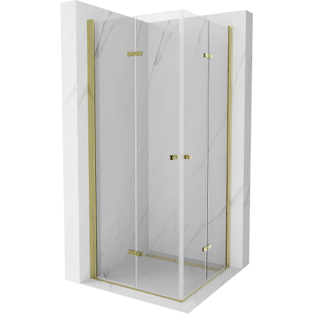 Mexen Lima Duo folding shower cubicle 100 x 100 cm, Transparent, Gold - 856-100-100-50-00-02